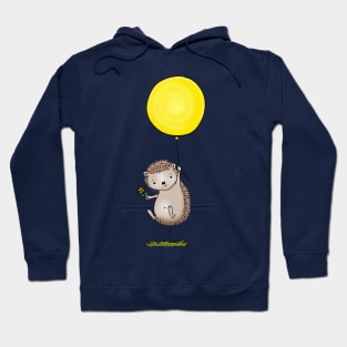 Cute hedgehog with balloon cartoon illustration Hoodie